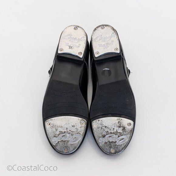 Capezio 3800 Women's 7.5 Tap Shoes Mary Jane Buckle Strap Tele Tone Patent Black - Picture 8 of 12